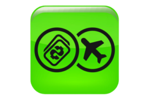 Decorative image with airplane and dollar sign logo representing travel reimbursements.